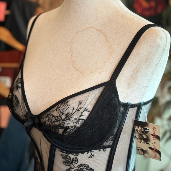 Agent Provocateur black floral embroidered mesh  caged bustier - Picture 8 of 12